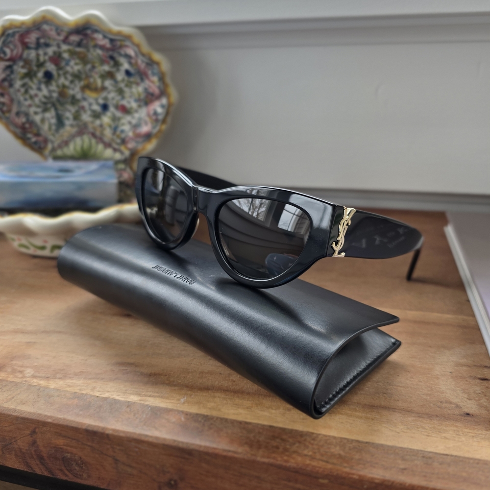 YSL Saint Laurent SL M94 Cat Eye Black & Gold Sunglasses